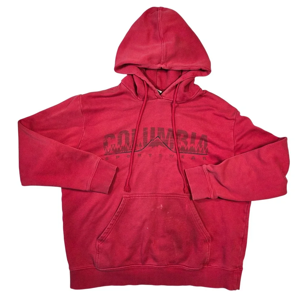 Columbia Sportswear Mens Red Graphic Mountain Logo Pullover Hoodie Large RN69724 - Picture 1 of 8